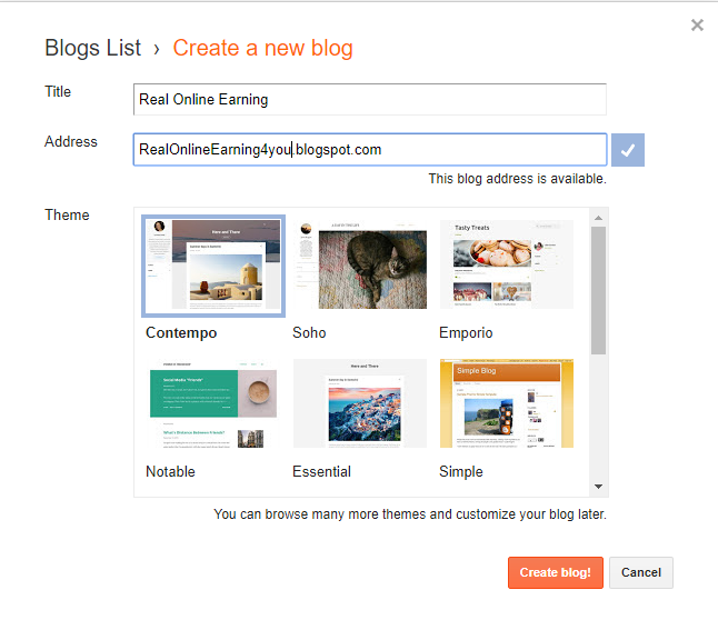 how to create a blog for free on google blogspot and earn money
