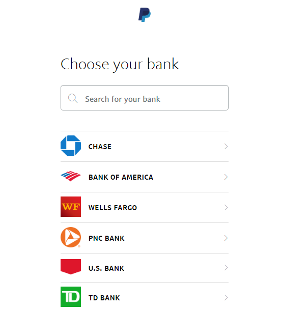 choose bank pn paypal