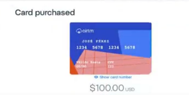 instant virtual debit card online Airtm 